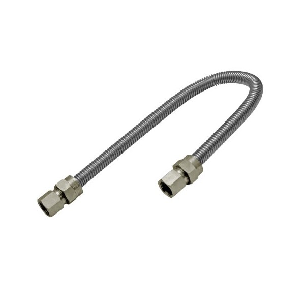 Flextron Gas Line Hose 1/2'' O.D. x 60'' Length with 3/8" FIP Fittings, Stainless Steel Flexible Connector FTGC-SS38-60H - main